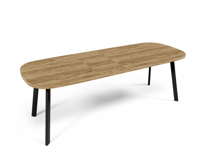 Masă extensibilă, structură metalică neagră, blat cu aspect de stejar rustic - SOLO 140 [2]