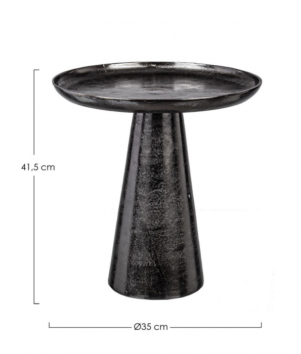 Măsuță de cafea, aluminiu nichel negru , Q35x41,5cm - KULVIR [2]