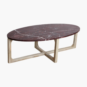 Masuta de cafea Cherry Bordeaux din marmura si lemn masiv de mango, 120 cm [2]