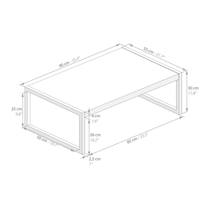 Măsuță de cafea cu structură metalică neagră și blat din melamină, gri - LUXURY COFFEE [3]
