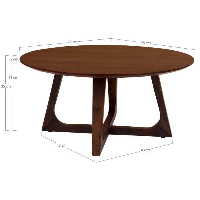 Măsuță de cafea din furnir de nuc Ø 75 cm - HELLRUP [4]