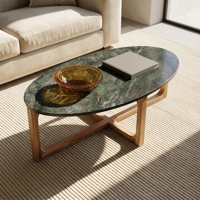 Masuta de cafea OPAL, marmura verde, 120 cm [3]