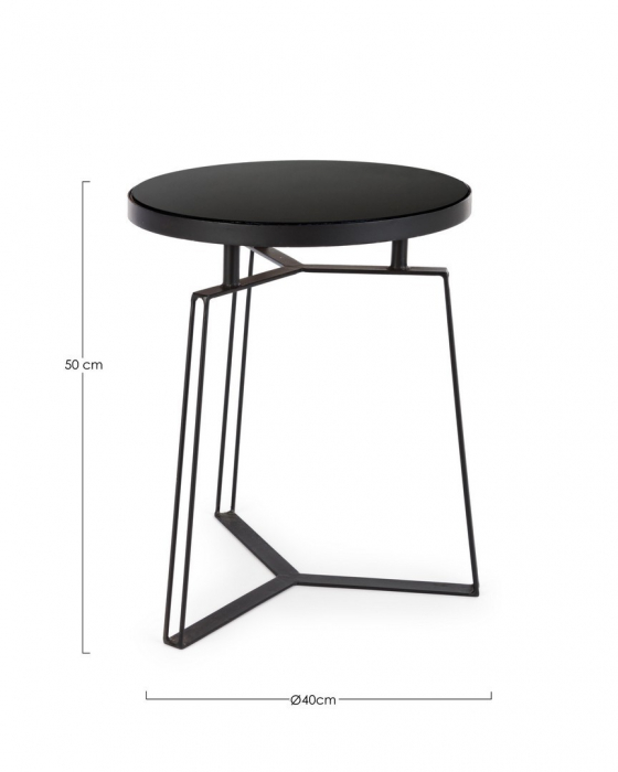 Măsuță de cafea, structură metalică, blat sticlă, Q40x50cm - ZAIRA [2]