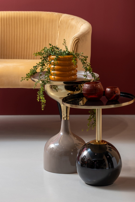 Măsuță laterală,gri închis cu detalii aurii,, 41x53cm -  IVY [3]