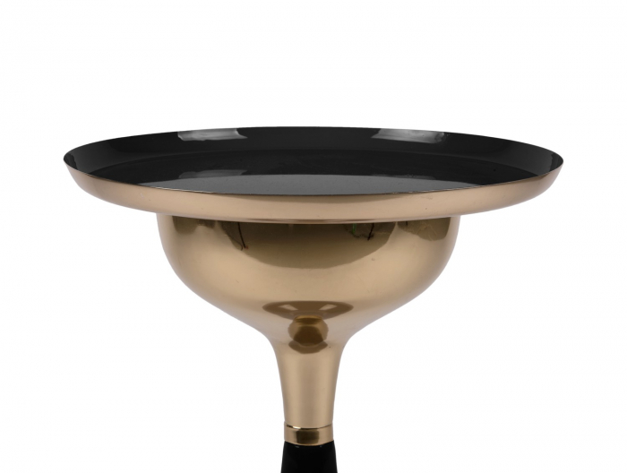 Măsuță laterală,neagră cu detalii aurii, 41x53cm -  IVY [2]