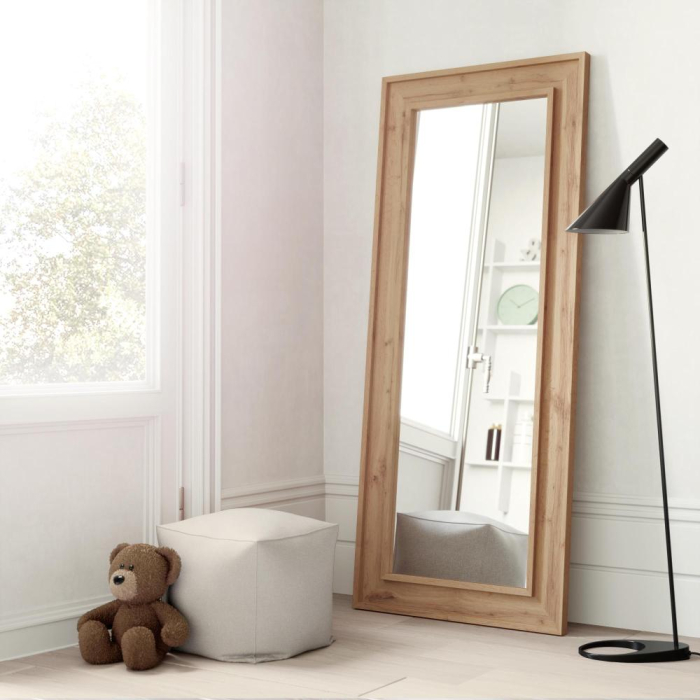 Oglindă de perete, 160 x 67 cm, culoare stejar rustic - ANGELICA [3]