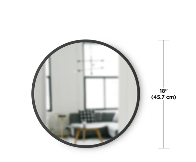 Oglindă rotundă, cu ramă neagră din cauciuc - HUB [3]