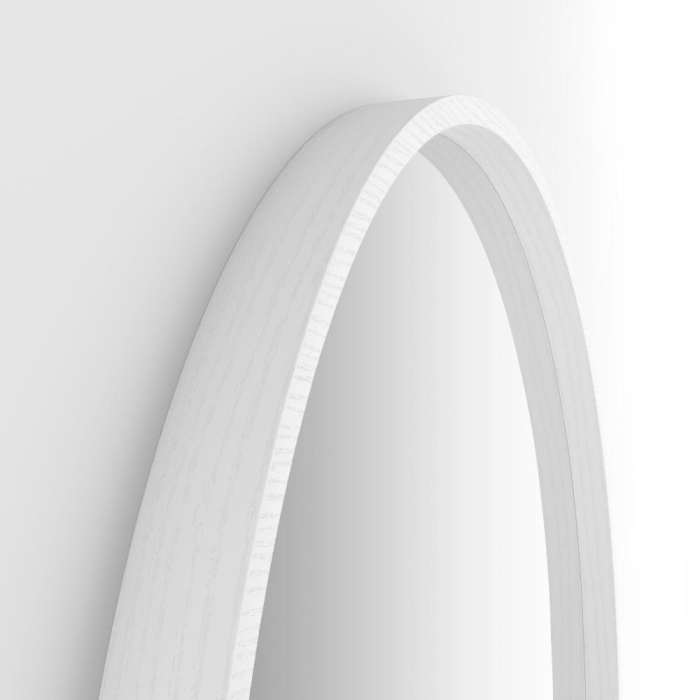Oglindă rotundă de perete, D 82 cm, culoare frasin alb - OLIVIA [2]