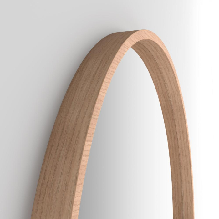 Oglindă rotundă de perete, D 82 cm, culoare stejar rustic - OLIVIA [2]