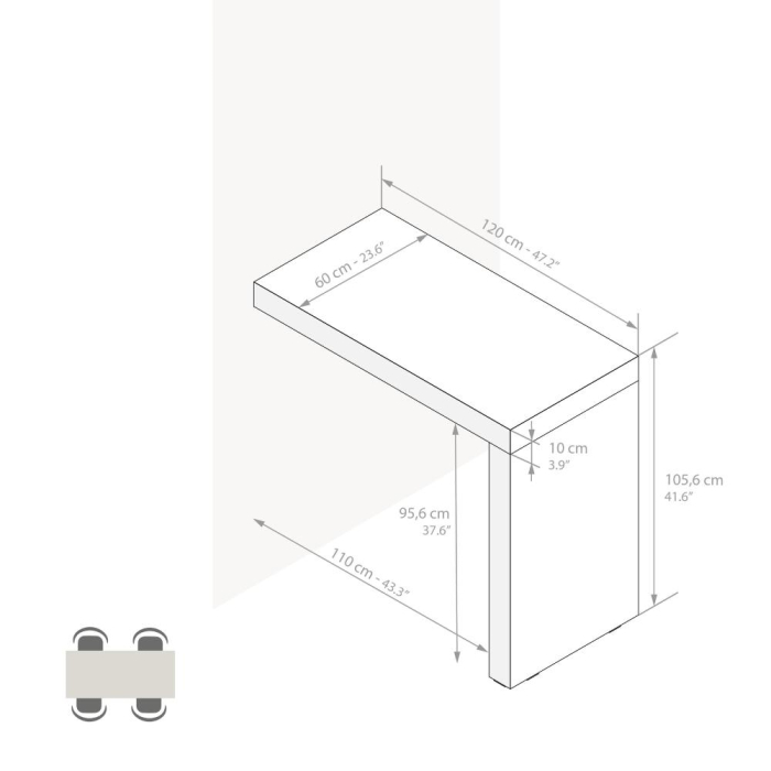 Peninsulă pentru bucătărie, 120 cm, structură din melamină, culoare frasin negru - EVOLUTION [3]