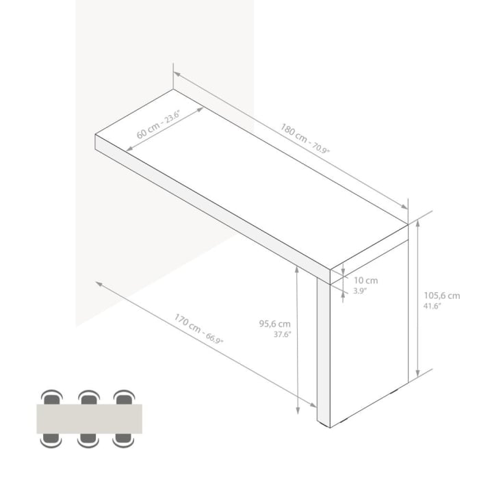 Peninsulă pentru bucătărie, 180 cm, structură din melamină, culoare frasin negru - EVOLUTION [3]