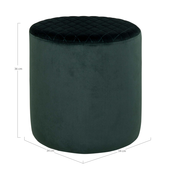 Pouf rotund din catifea verde închis - EJBY [3]
