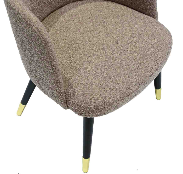 Scaun din lemn negru, textil boucle, roz pudră - MADISON [4]