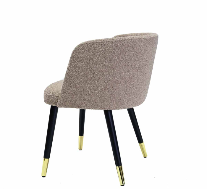 Scaun din lemn negru, textil boucle, roz pudră - MADISON [3]