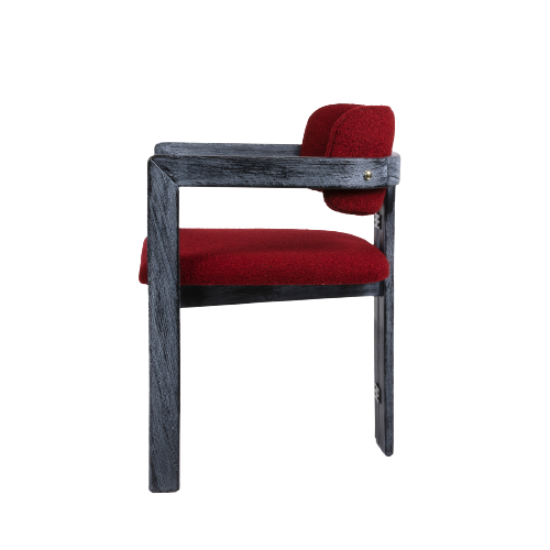 Scaun din lemn, tapițat în material boucle, rosu - MARY [2]