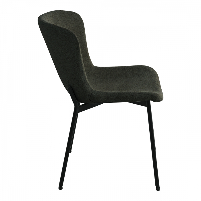 Scaun metalic negru, tapițat în textil boucle verde - MACEDA [3]