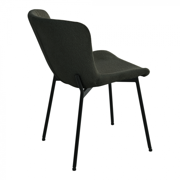 Scaun metalic negru, tapițat în textil boucle verde - MACEDA [4]