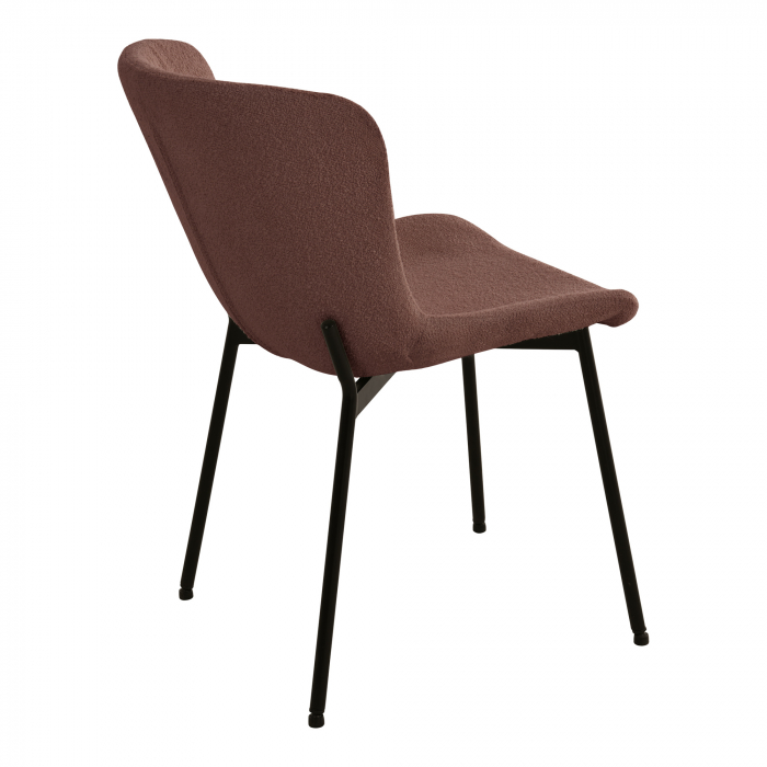 Scaun metalic negru, tapițat în textil boucle maro - MACEDA [4]