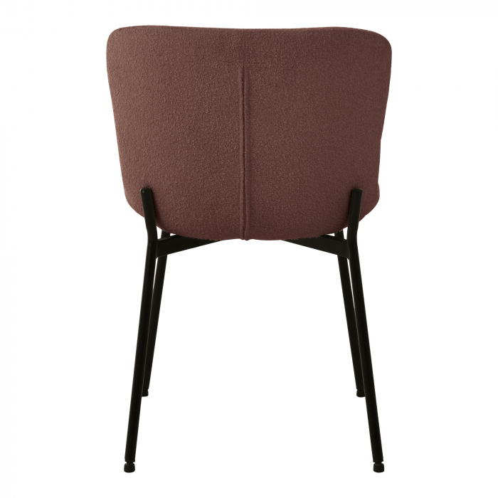 Scaun metalic negru, tapițat în textil boucle maro - MACEDA [5]