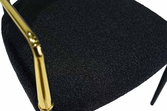 Scaun metalic negru, tapițat în textil boucle - HAMILTON [4]