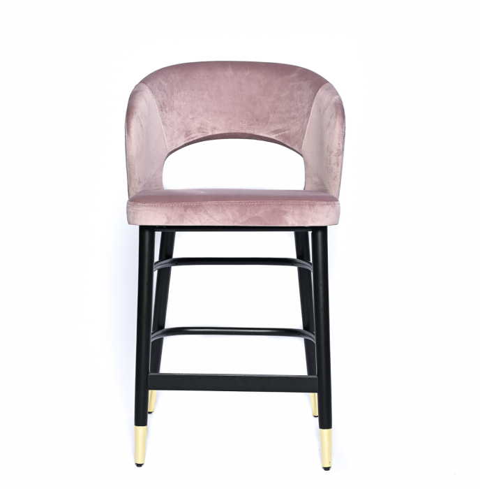 Scaun de bar din lemn negru, catifea lila - SIGMA BAR [2]