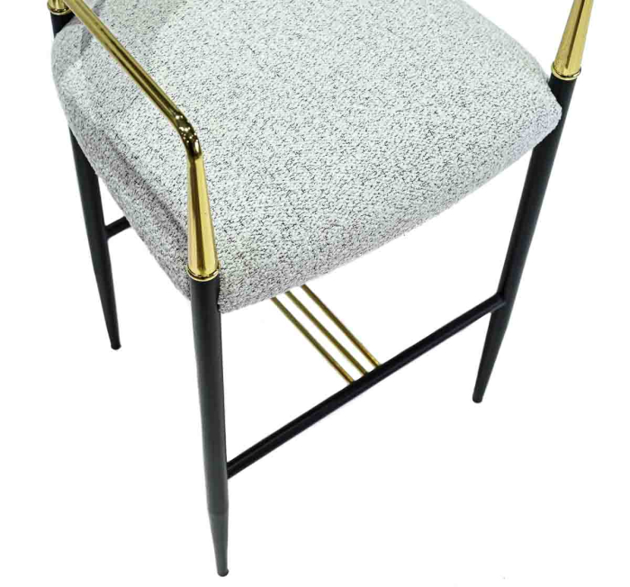 Scaun de bar metalic negru, tapițat în textil boucle - HAMILTON BAR [4]