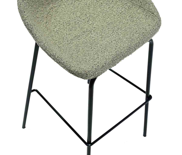 Scaun de bar metalic negru, tapițat în textil boucle - INFINITY [4]