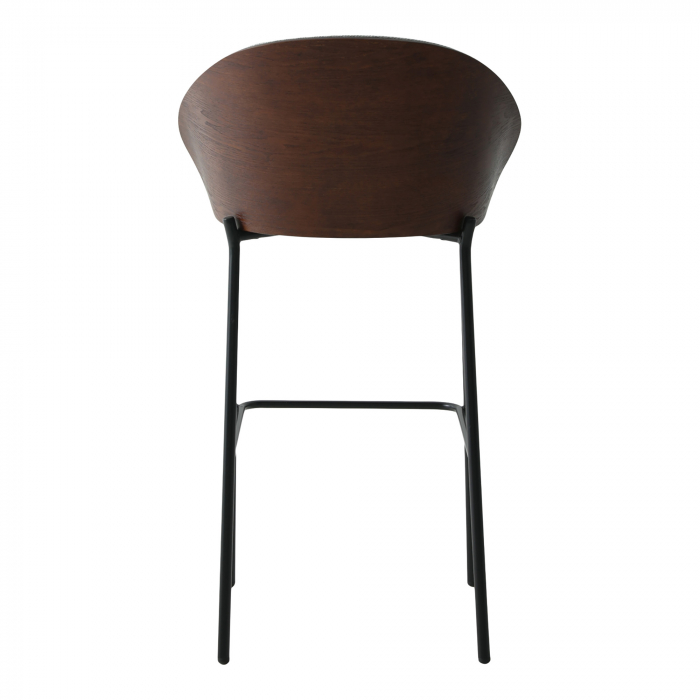 Scaun de bar metalic negru, textil gri și MDF - CANELAS [4]