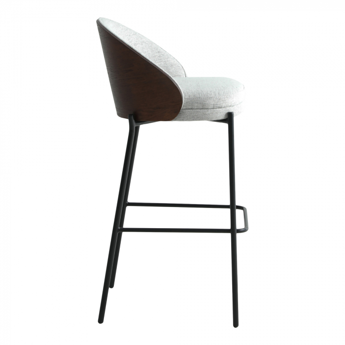 Scaun de bar metalic negru, textil gri și MDF - CANELAS [3]
