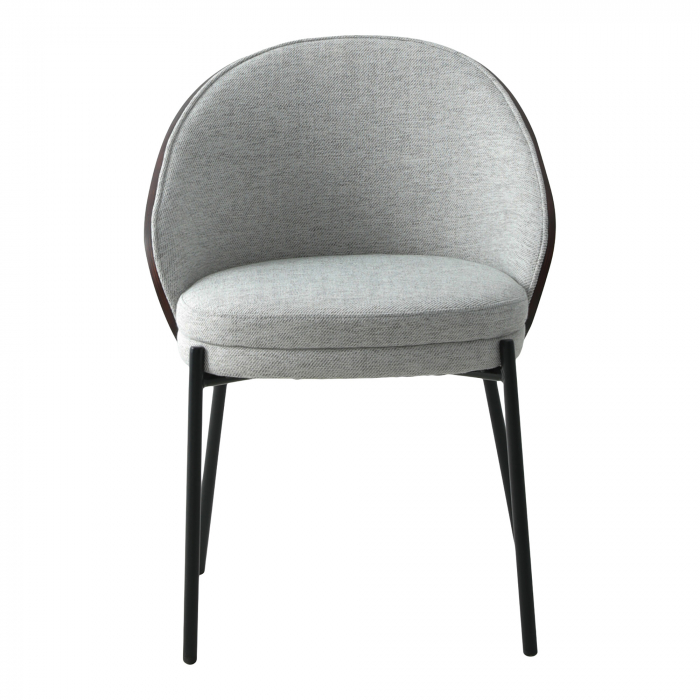 Scaun metalic negru, textil gri și MDF - CANELAS [2]