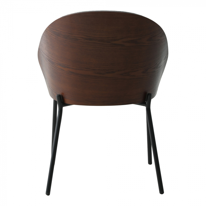 Scaun metalic negru, textil gri și MDF - CANELAS [4]