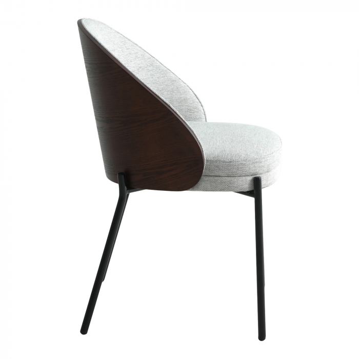 Scaun metalic negru, textil gri și MDF - CANELAS [3]