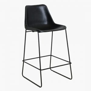 Scaun de bar Giron Sol Y Luna, piele neagra si metal [2]