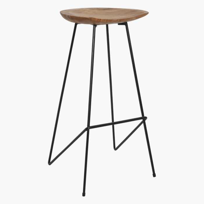 Scaun de bar Loft din lemn de tec natur si metal, H77 cm [2]