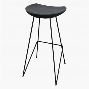 Scaun de bar Loft din lemn de tec negru si metal, H77 cm [3]