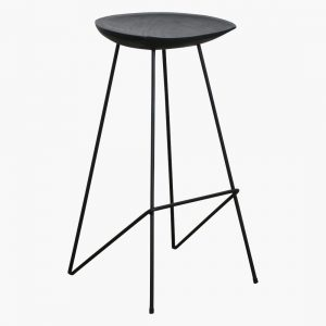 Scaun de bar Loft din lemn de tec negru si metal, H77 cm [2]
