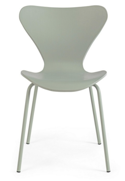 Scaun din fier cu scoică de plastic, verde salvie - TESSA [2]