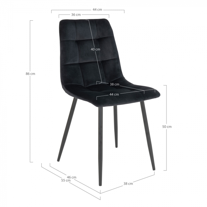 Scaun din catifea neagra și picioare negre - MIDDLEFART [5]