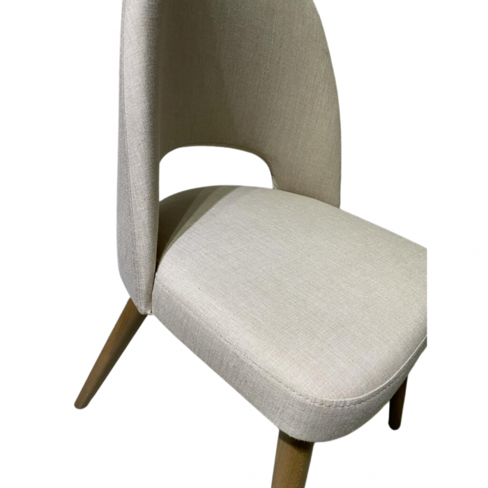 Scaun din lemn de nuc, tapițat în material textil crem - SUN [3]