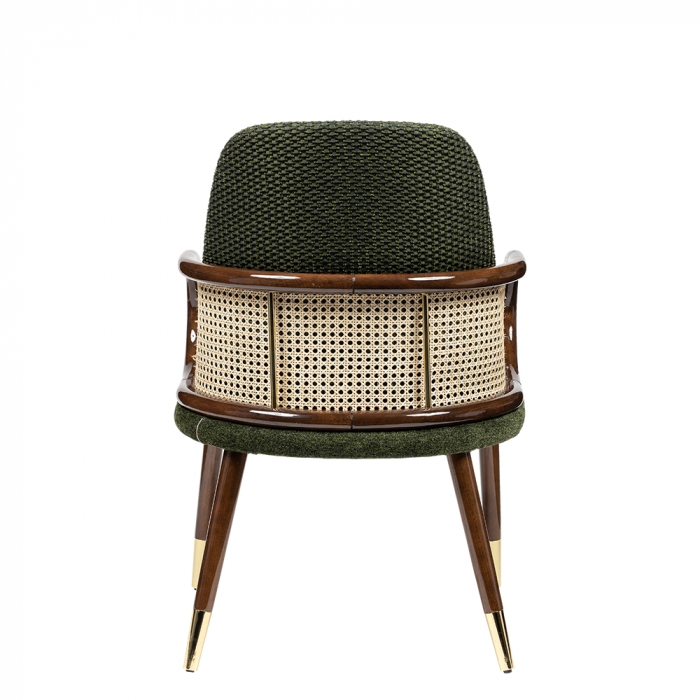 Scaun din lemn de nuc, tapițat în material textil verde - ROMEO [4]