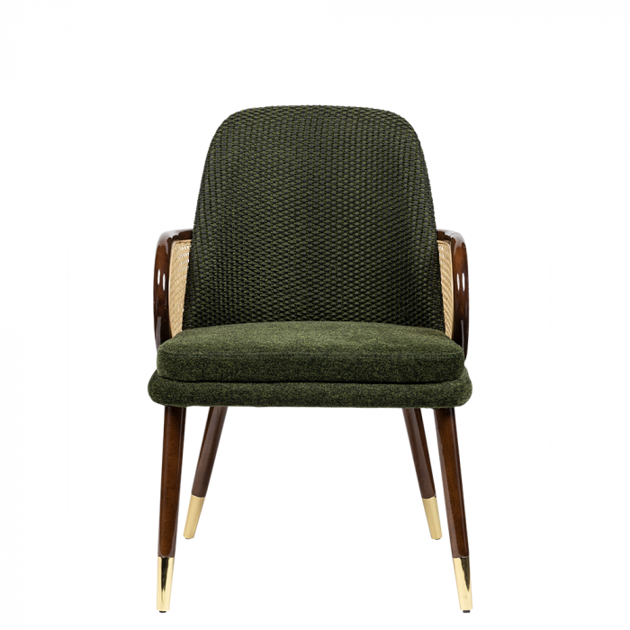 Scaun din lemn de nuc, tapițat în material textil verde - ROMEO [2]