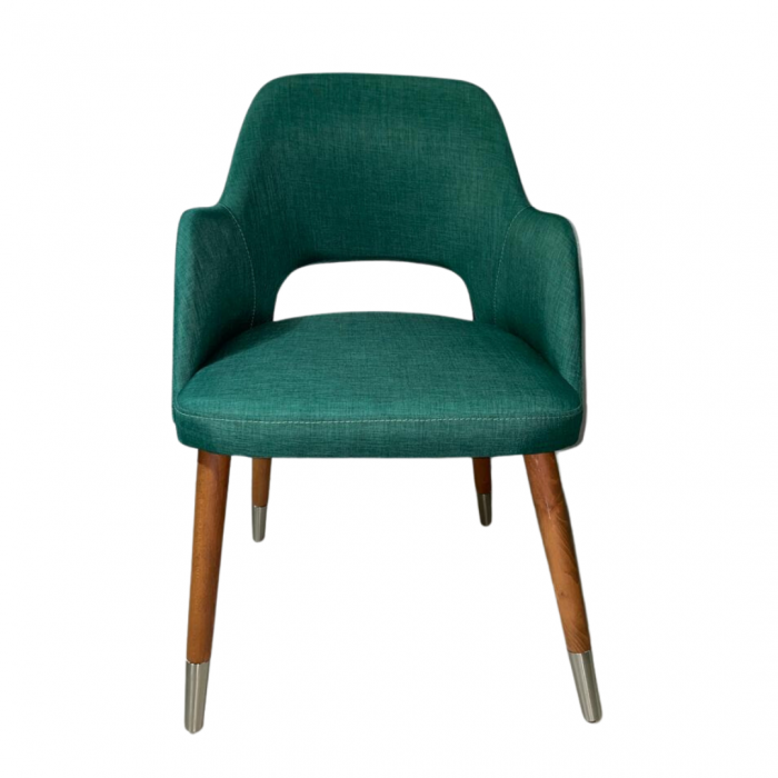 Scaun din lemn de nuc, tapițat în textil verde - SUN PLUS [2]