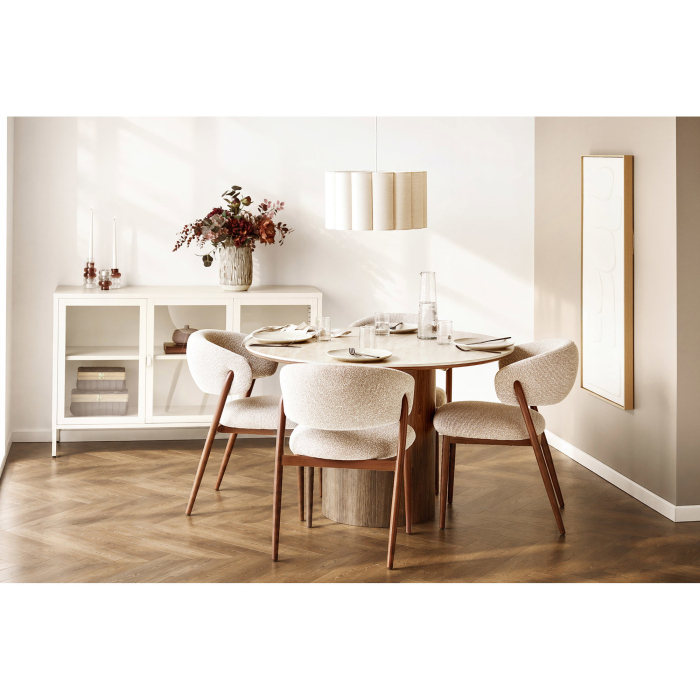 Scaun dining Cavi nisipiu cu picioare culoare nuc [6]