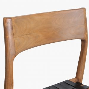 Scaun dining Freya din lemn de tec cu sezut impletit din piele neagra [5]