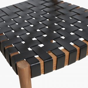 Scaun dining Freya din lemn de tec cu sezut impletit din piele neagra [4]