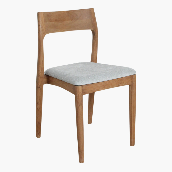 Scaun dining Freya din lemn de tec cu sezut tapitat verde deschis [2]