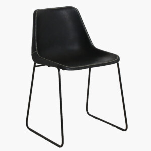 Scaun dining Giron Sol Y Luna din fier si piele naturala neagra [2]