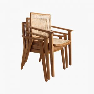 Scaun dining Nova cu brate din lemn de tec si ratan impletit [5]
