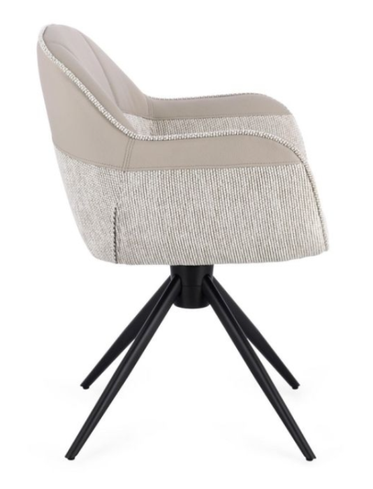 Scaun pivotant, tapițerie textilă și piele ecologică  - ISOTTA BEJ [3]