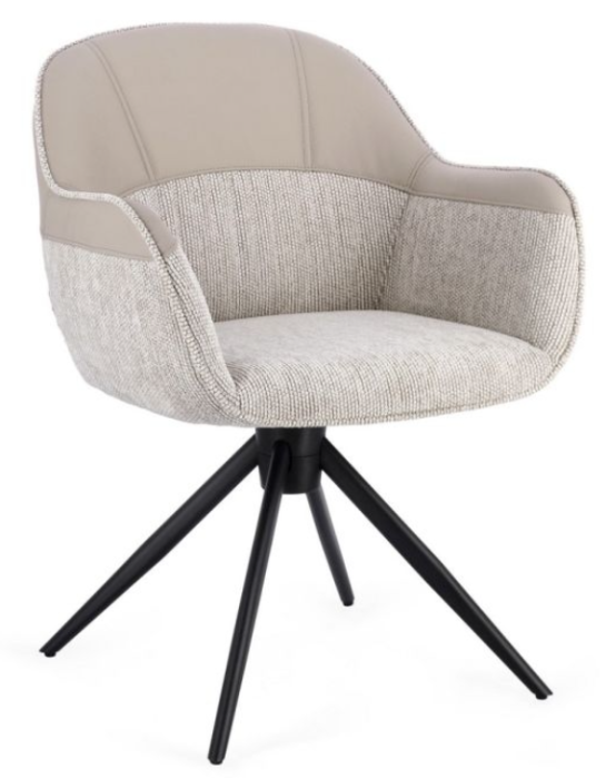 Scaun pivotant, tapițerie textilă și piele ecologică  - ISOTTA BEJ [1]